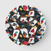 Poker mit vier Karten Runde Wanduhr (Vorderseite)