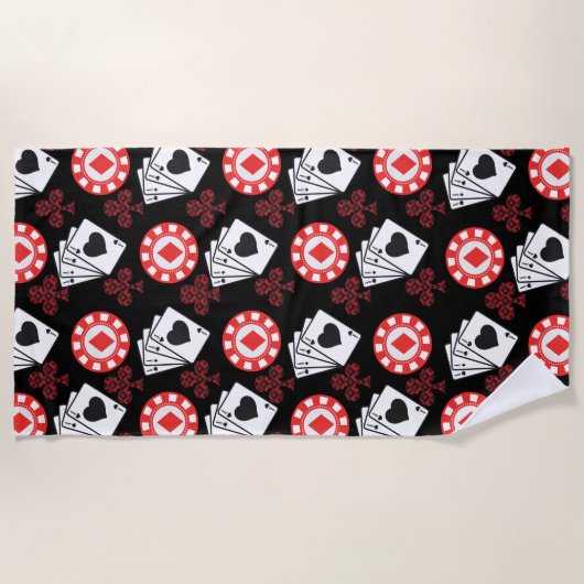 Poker Muster Aces Crosses Playing Cards Trendy Strandtuch (Vorderseite)