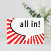 Poker Nacht: Comic-Sprechblase Einladung (Stehend Vorderseite)