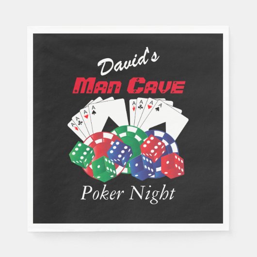 Poker Night at Man Cave | Personalisiere Serviette (Vorderseite)