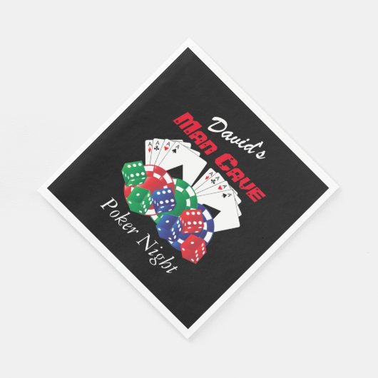 Poker Night at Man Cave | Personalisiere Serviette (Ecke)