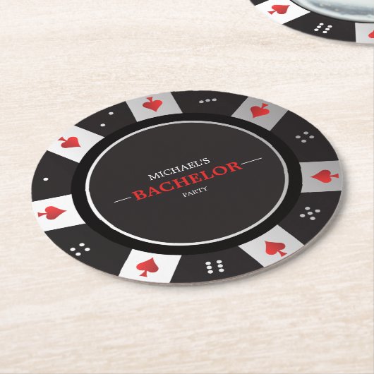 Poker Night Bachelor Parco Civico-Ciani Runder Pappuntersetzer (Angewinkelt)