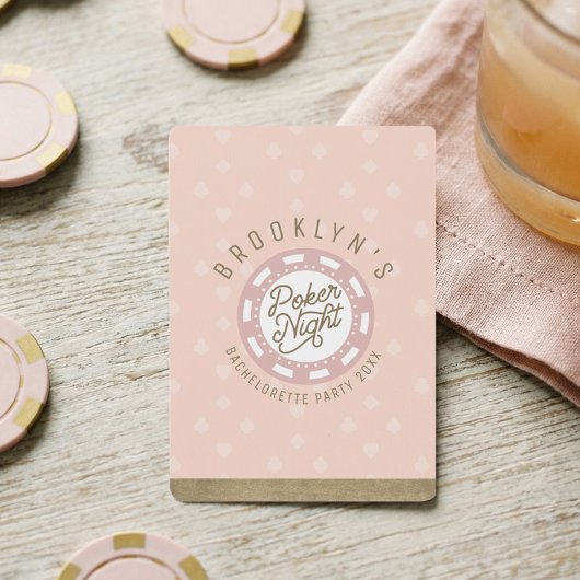 Poker Night Junggeselinnen-Abschied Blush Pink & G Spielkarten