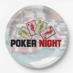 Poker Night mit Spielkarten und Poker Chips Pappteller