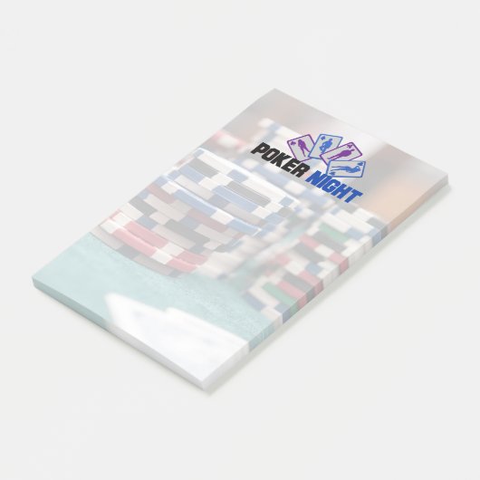 Poker Night mit Spielkarten und Poker Chips Post-it Klebezettel (angewinkelt)