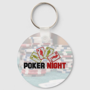 Poker Night mit Spielkarten und Poker Chips Schlüsselanhänger
