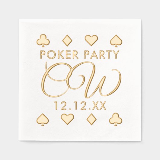 Poker Night Monogram Bachelor Party Foil Napkins Servietten Mit Folie (Vorderseite)