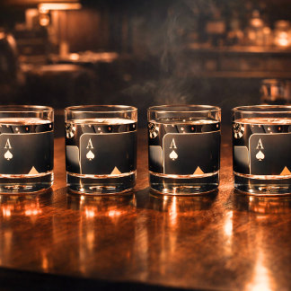 Poker Night Pik-Ass schwarz und gold Whiskyglas
