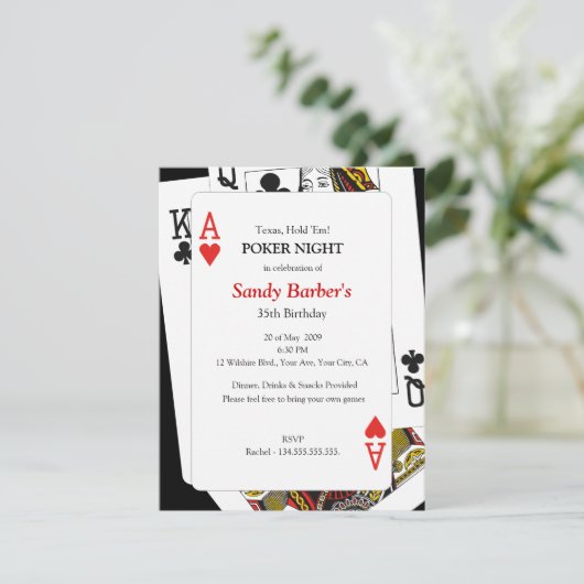 Poker Night - Texas Hold'Em Party Einladung (Stehend Vorderseite)