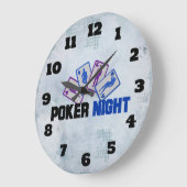 Poker Night with Playing Card in Blue and Purple Große Wanduhr (Winkel)