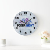Poker Night with Playing Card in Blue and Purple Große Wanduhr (Zuhause)