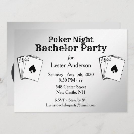 Poker Party Bachelor Party Einladung (Vorne/Hinten)
