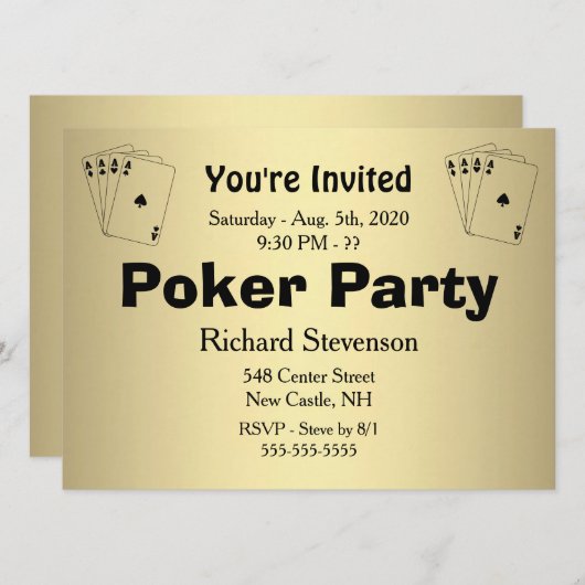 Poker Party Einladung (Vorne/Hinten)