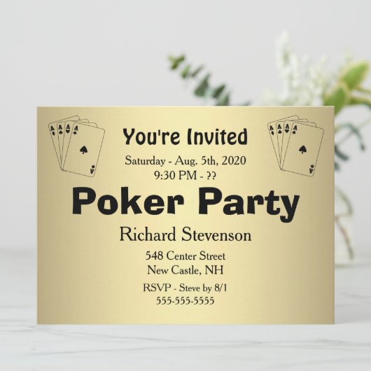 Poker Party Einladung (Stehend Vorderseite)
