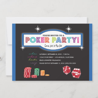 Poker Party Extravaganza Einladung (blau/schwarz)