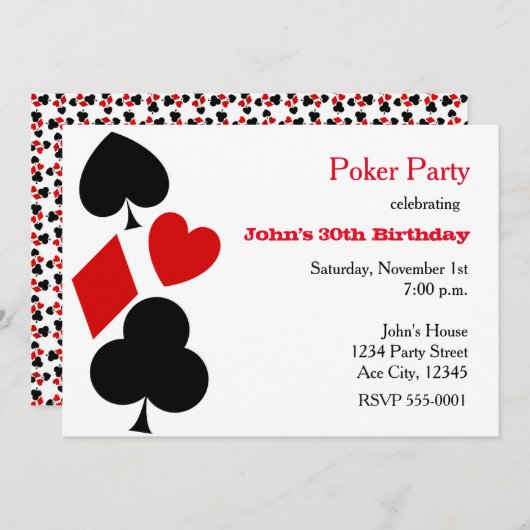 Poker Party Kartenspielen - Einladungen (Vorne/Hinten)