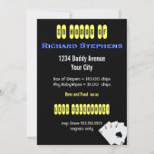 Poker Party New Daddy Baby Dusche Einladung (Rückseite)