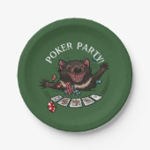 Poker Party Royal Flush Tasmanian Devil Cartoon Pappteller (Vorderseite)