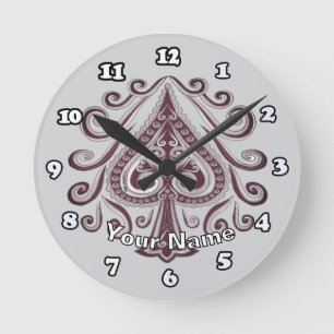 Poker Pik Runde Wanduhr