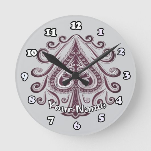 Poker Pik Runde Wanduhr (Vorderseite)