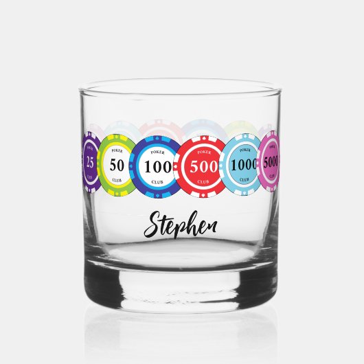 Poker Player Chips Personalised Whiskyglas (Vorderseite)