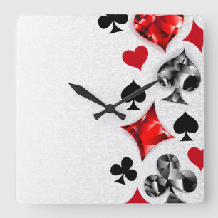 Poker Player Gambler Kartenspielen Anzug Las Vegas Quadratische Wanduhr