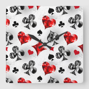 Poker Player Gambler Kartenspielen Anzug Las Vegas Quadratische Wanduhr