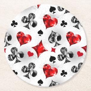 Poker Player Gambler Kartenspielen Anzug Las Vegas Runder Pappuntersetzer