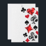 Poker Player Gambler Kartenspielen Anzug Las Vegas Save The Date<br><div class="desc">Grauer,  texturierter Hintergrund mit polygonalen Spielkarten-Symbolen. Symbole für Spielkarten,  Herz,  Diamant,  Pik und Club.</div>