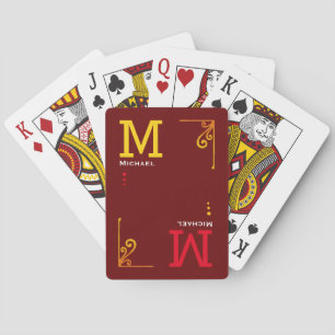 Poker Player Personalisiert DarkRed Monogram Spielkarten
