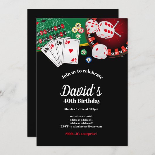Poker Playing Card, Casino Party einladen Einladung (Vorne/Hinten)