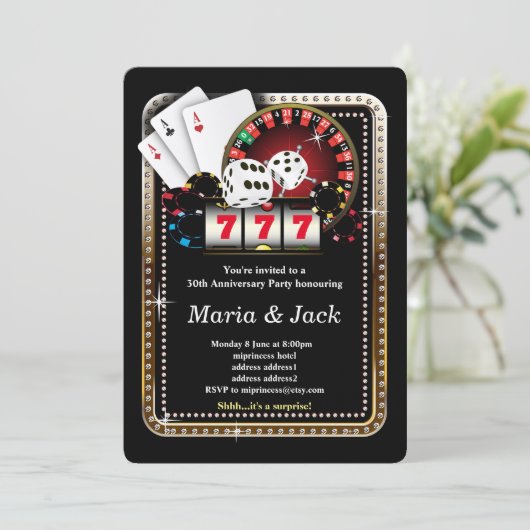 Poker Playing Card, Casino Party einladen Einladung (Stehend Vorderseite)
