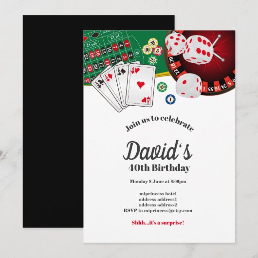 Poker Playing Card, Casino Party einladen Einladung (Vorne/Hinten)