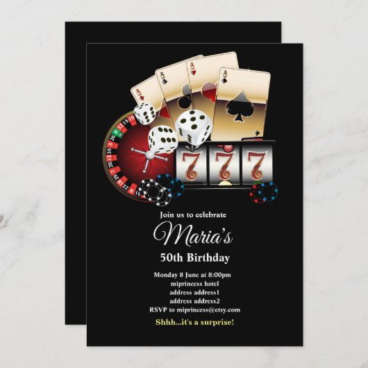 Poker Playing Card, Casino Party einladen Einladung (Vorne/Hinten)