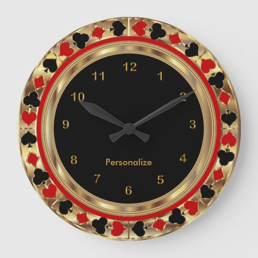 Poker Playing Cards Große Wanduhr (Vorderseite)
