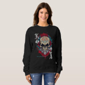Poker Playing Sugar Skull Spades King Dia De Muert Sweatshirt (Vorne ganz)