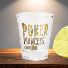 Poker Prinzessin Gold lustig personalisierbar Schnapsglas