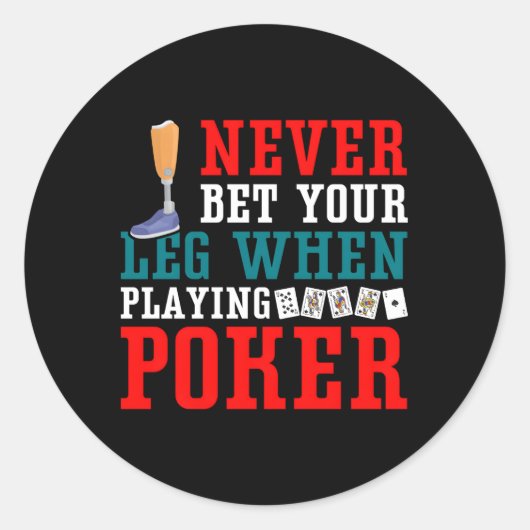 Poker Prosthetic Leg Ampu Poker Player Gambler Runder Aufkleber (Vorderseite)