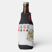 Poker, Quad Queens, Stubby Holder. Flaschenkühler (Flaschenvorderseite)