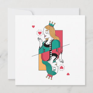 Poker Queen Heart Playing Cards Casino Gambling Gi Einladung