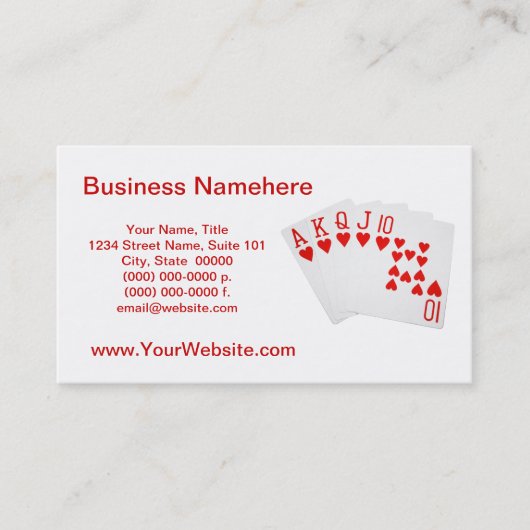 Poker Royal Flush Business Cards Visitenkarte (Vorderseite)