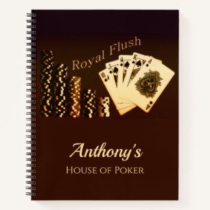 Poker Royal Flush Spiralblock mit Thema Notizblock