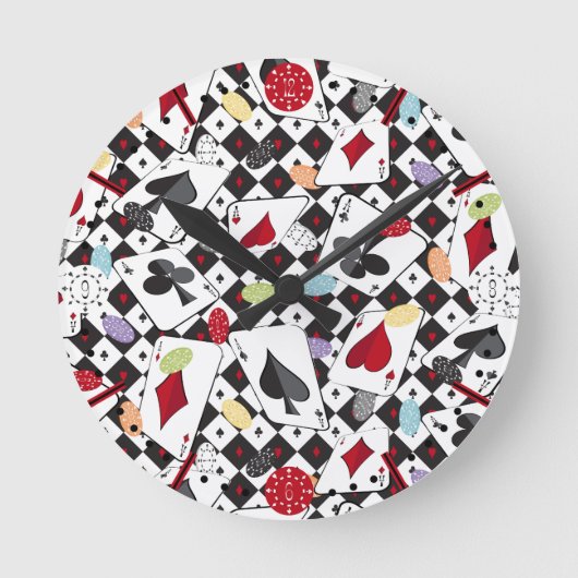 Poker Runde Wanduhr (Vorderseite)