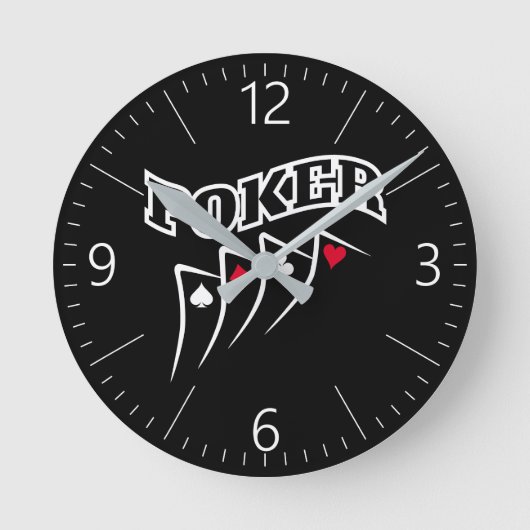 Poker Runde Wanduhr (Vorderseite)