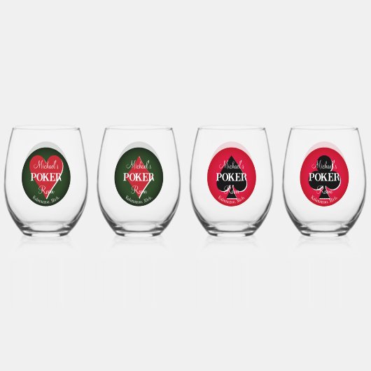 Poker-Saal für Classic Playing Cards Weinglas Ohne Stiel (Vorderseite)