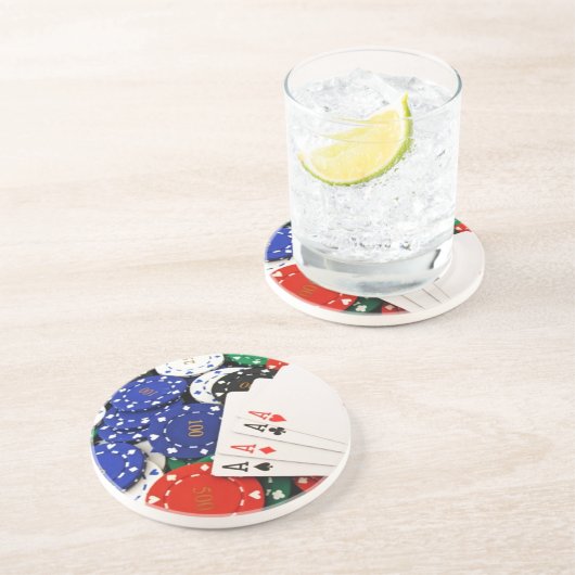 Poker Sandstein Untersetzer (Seite)