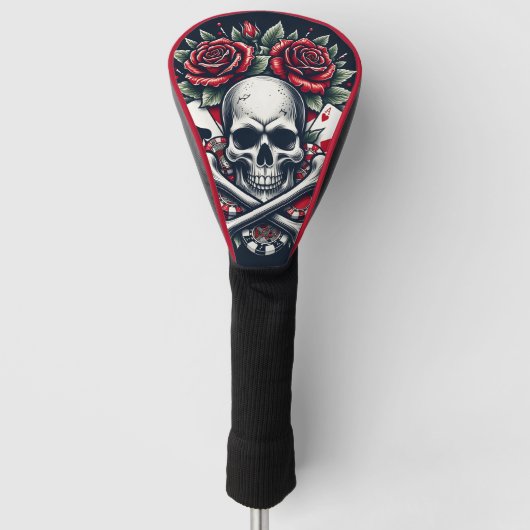 Poker-Schädel Golf Headcover (Vorderseite)