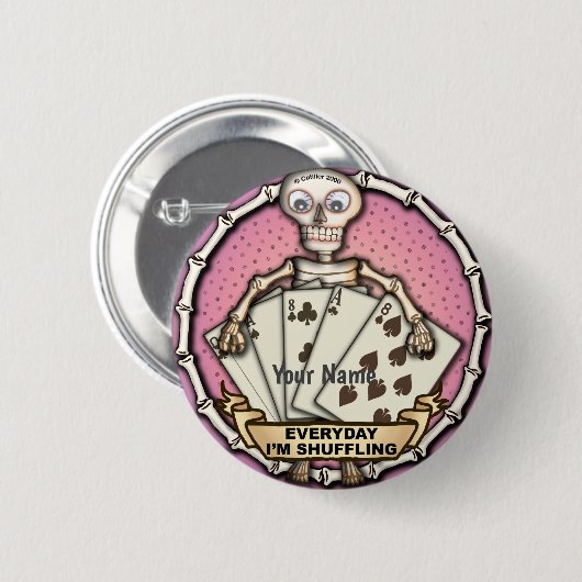 Poker Skeleton Gambler Button (Vorne & Hinten)