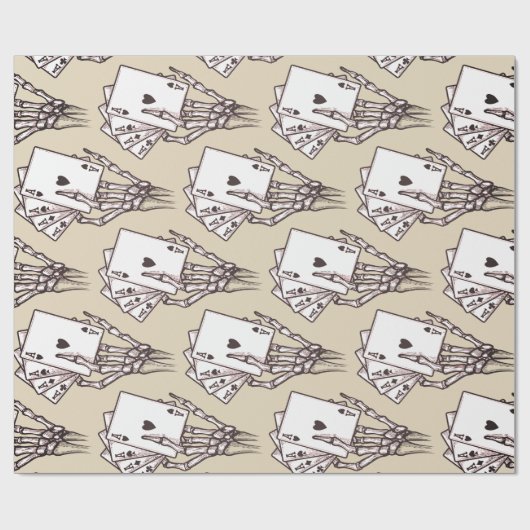 Poker Skeletthandschuhe mit vier Ass Karten Geschenkpapier (Flach)