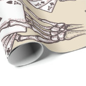 Poker Skeletthandschuhe mit vier Ass Karten Geschenkpapier (Rolleneckpunkt)